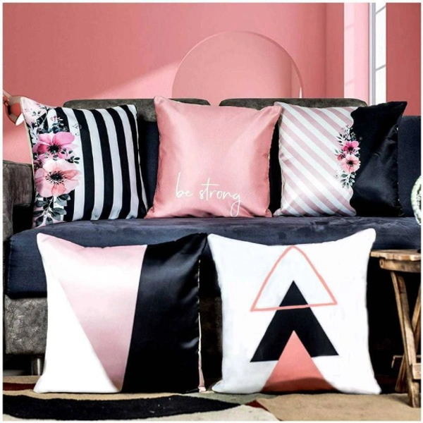 CITY BEST MART Floral Design Printed Cushion Covers - 16*16